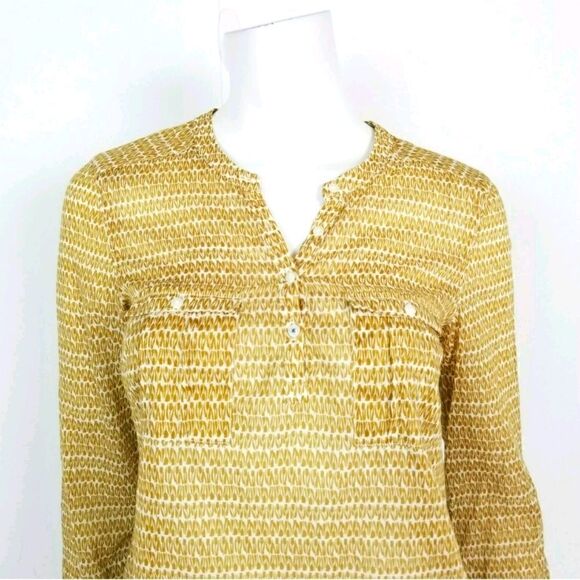 Holding Horses Anthropologie Womens Size 0 Mustard Yellow Tulip Popover Blouse  - Picture 6 of 6